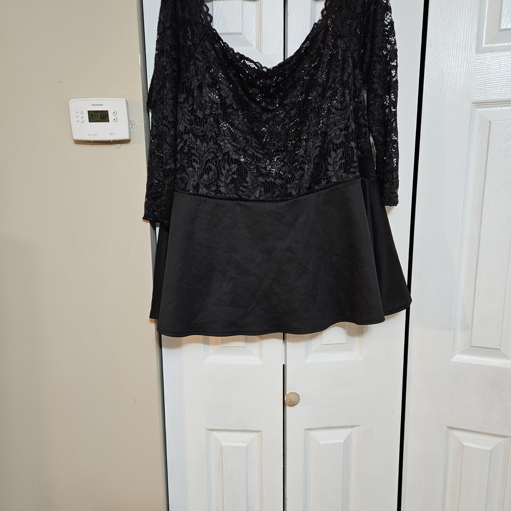 Boohoo Black Lace Overlay Blouse